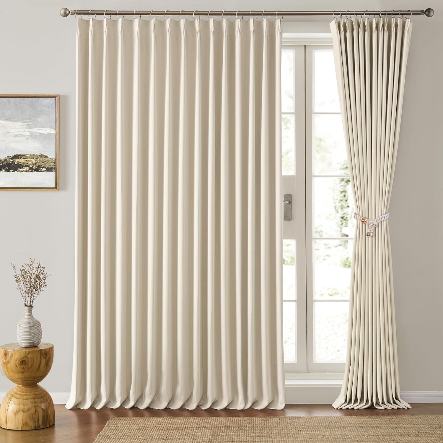 100 Inch Extra Wide Pleated Curtains for Sliding Patio Door Large Windows 84 Lon