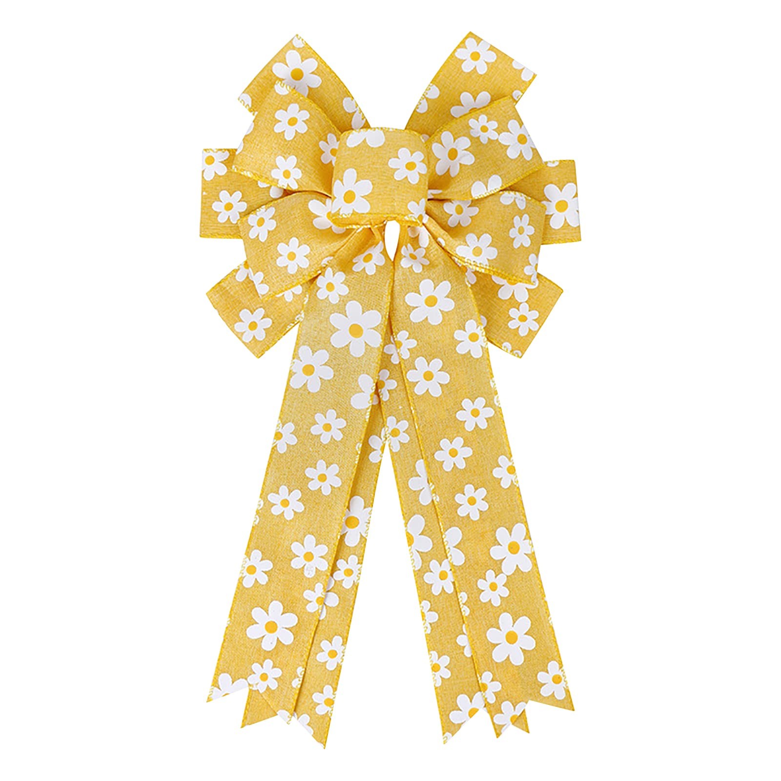 Large Yellow Daisy Flower Wreath Bows Christmas Tree Topper Party Decoration