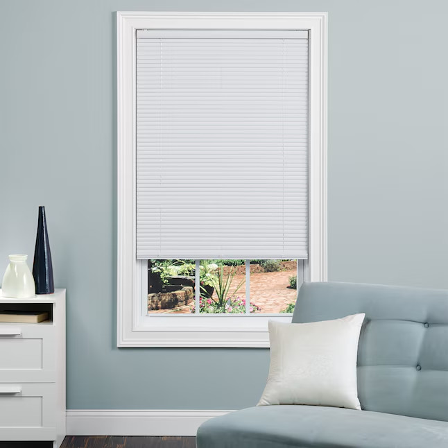 4X Project Source 1-in Slat Width 47-in x 48-in Cordless White Vinyl Mini-Blinds