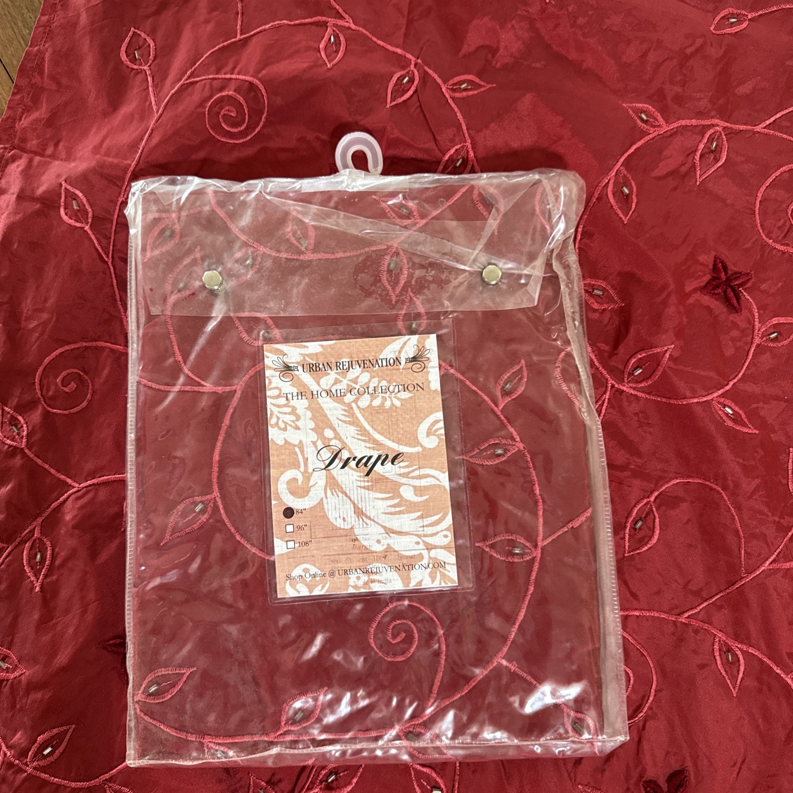 Set of 2 New Urban Rejuvenation Drape Embroidered Tab Top Curtain Panel 84×43