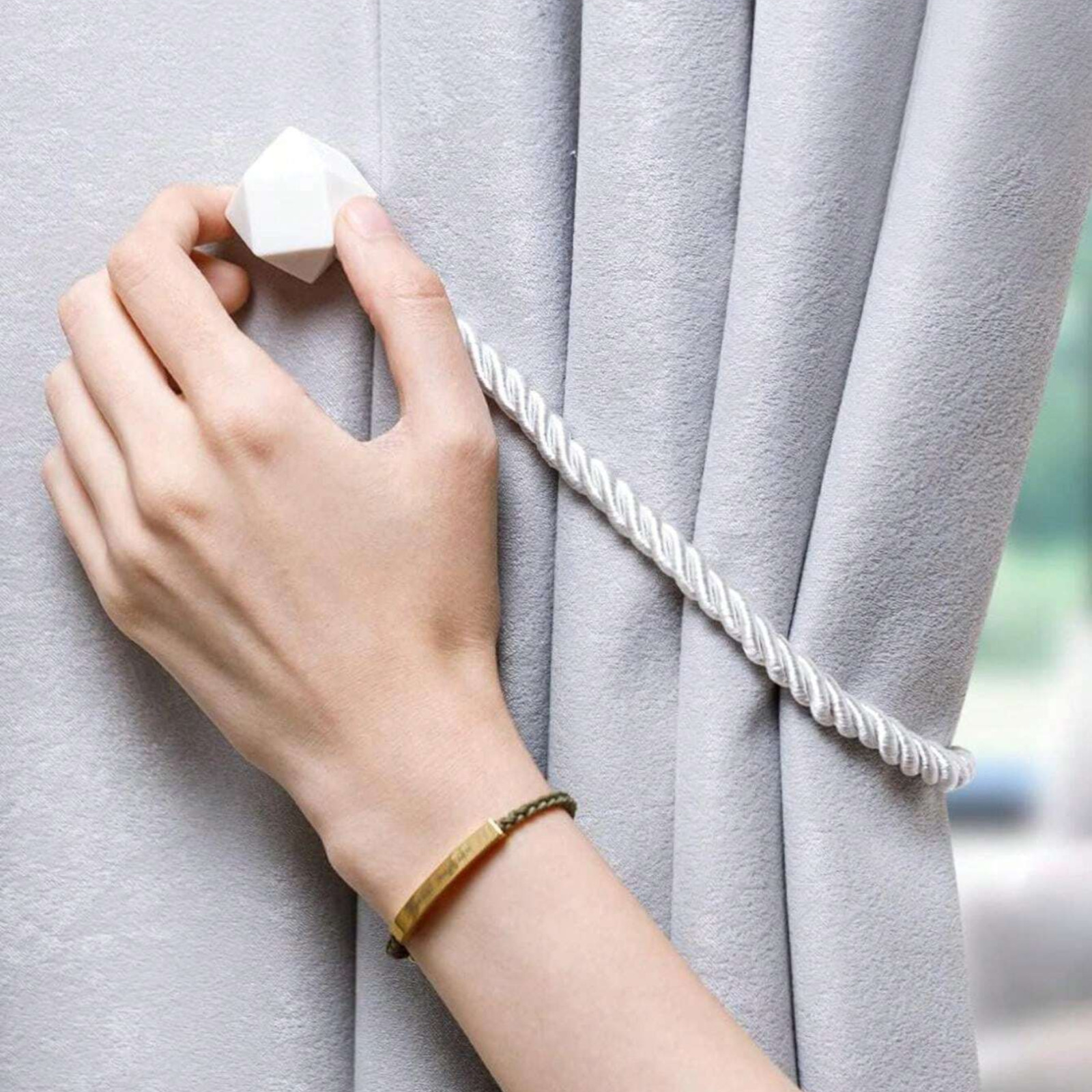 2X Magnetic Curtain Tiebacks Tie Backs Buckle Clips Weave Rope Holdbacks NEW