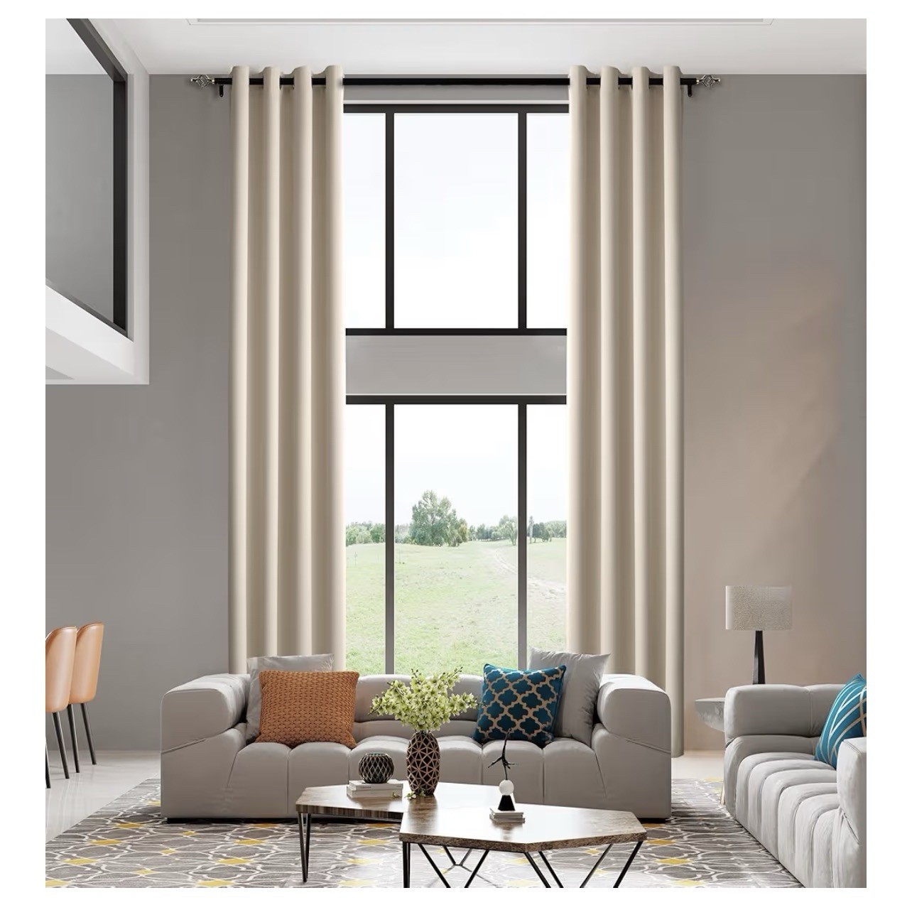 Light Blocking Extra Long Curtain Beige Cream (50″ W x 240″ L, 1 Panel)