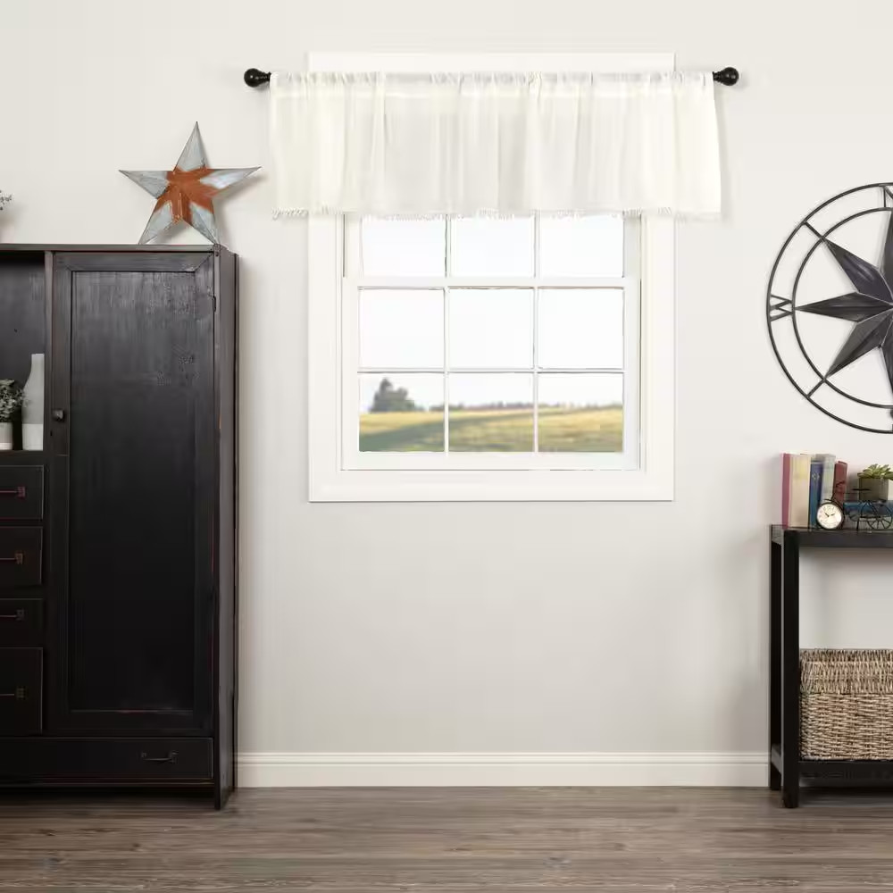 Tobacco Cloth 72In. W X 16In. L Cotton Fringed Edge Rod Pocket Farmhouse Kitchen