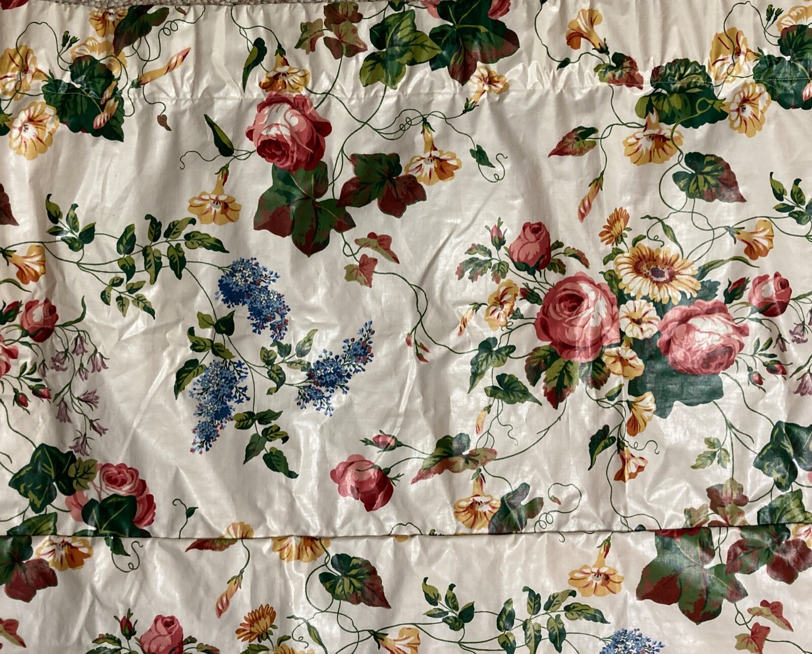 Custom VALANCE Floral POLISHED COTTON Chintz GATHERED Rod Pocket 80’S 24×74