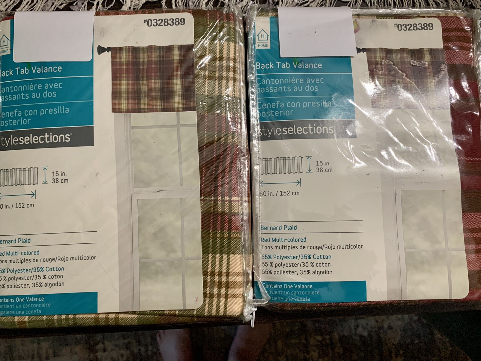 Curtain Valance ‘s Set Of 2 Plaid Colors Size 60×15