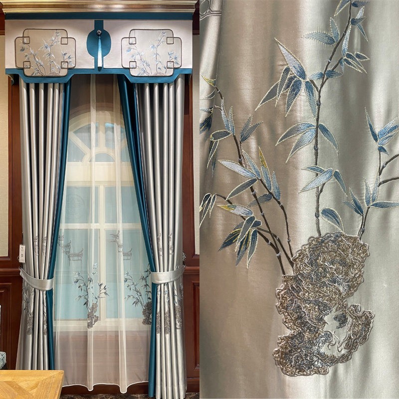 European embroidery classical valance bamboo cloth silk curtain tulle M1881