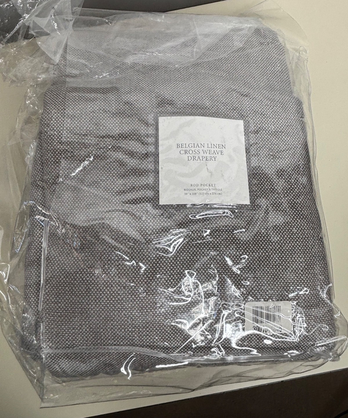 Restoration Hardware Belgian Linen Cross Weave Drapery RP 50″ x 108″ Gray $299
