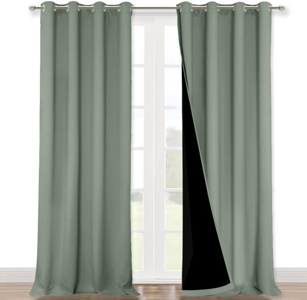 100% Blackout Window Curtain Panels, Heat and Full Light Blocking Drapes with Bl