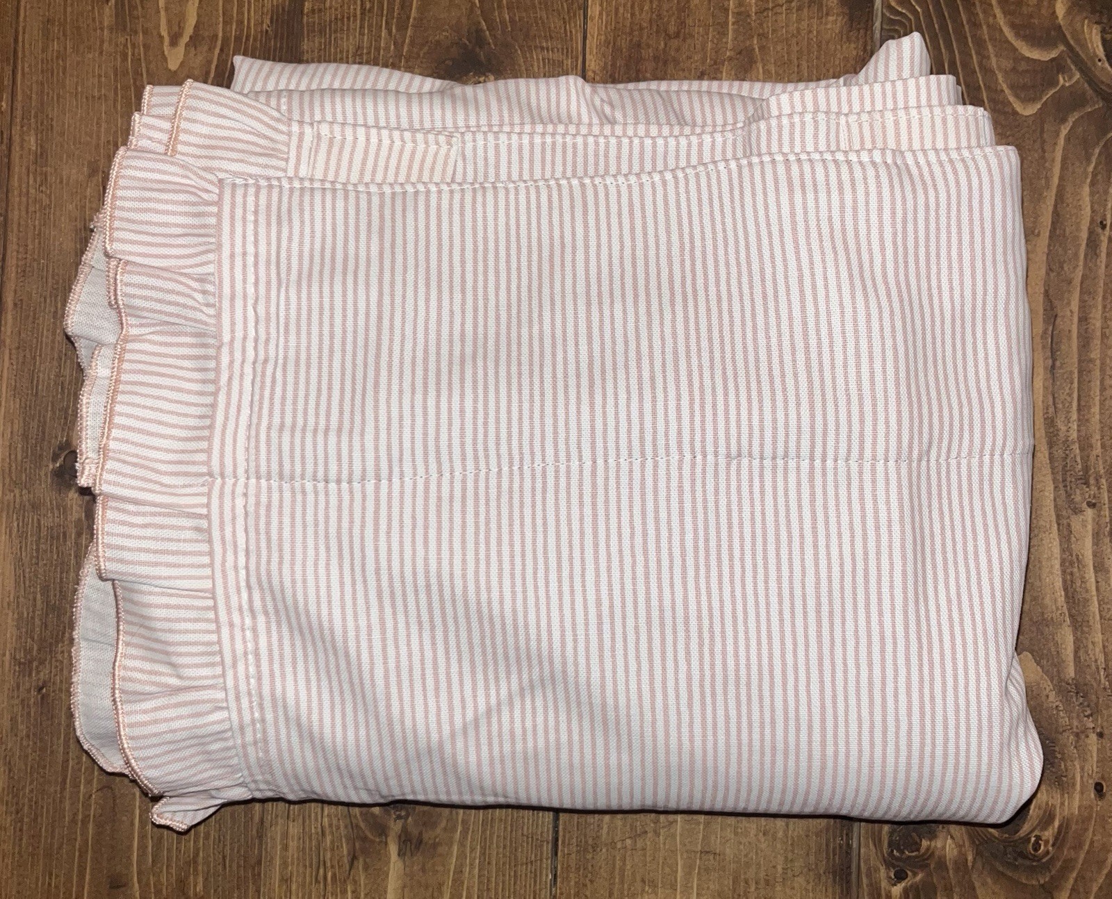 West Elm Kids Pinstripe Ruffle Blackout Curtain NWOT/OB 48×84” Soft Pink