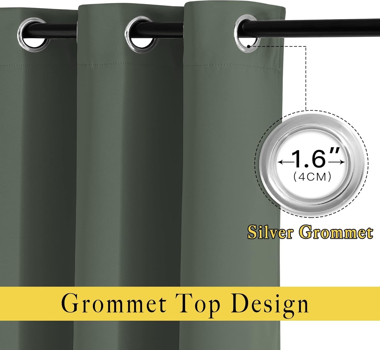 Bedroom Curtains 63 inch Length 2 Panels – Grommet Top Blackout Room Darkenin…