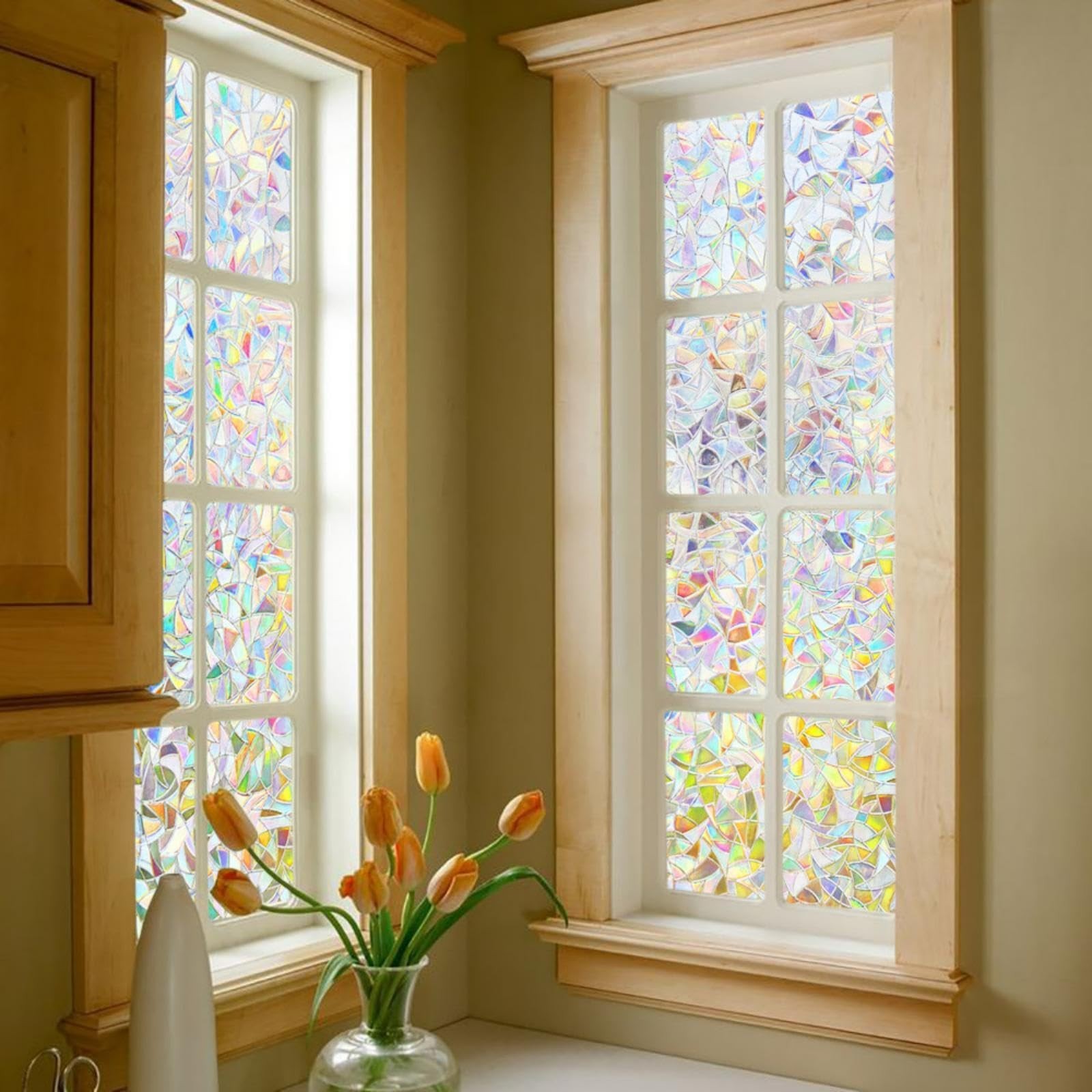 Finnez Window Film Decorative Privacy Film 3D No Glue Glass Sticker for Glass…
