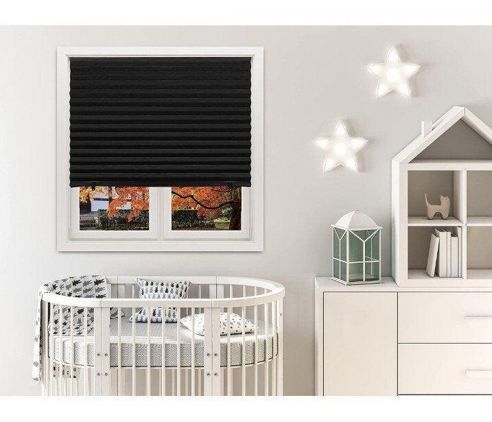 6pk- Redi Shade No Tools Orig Blackout Pleated Paper Shade Black, 36 in x 72 in
