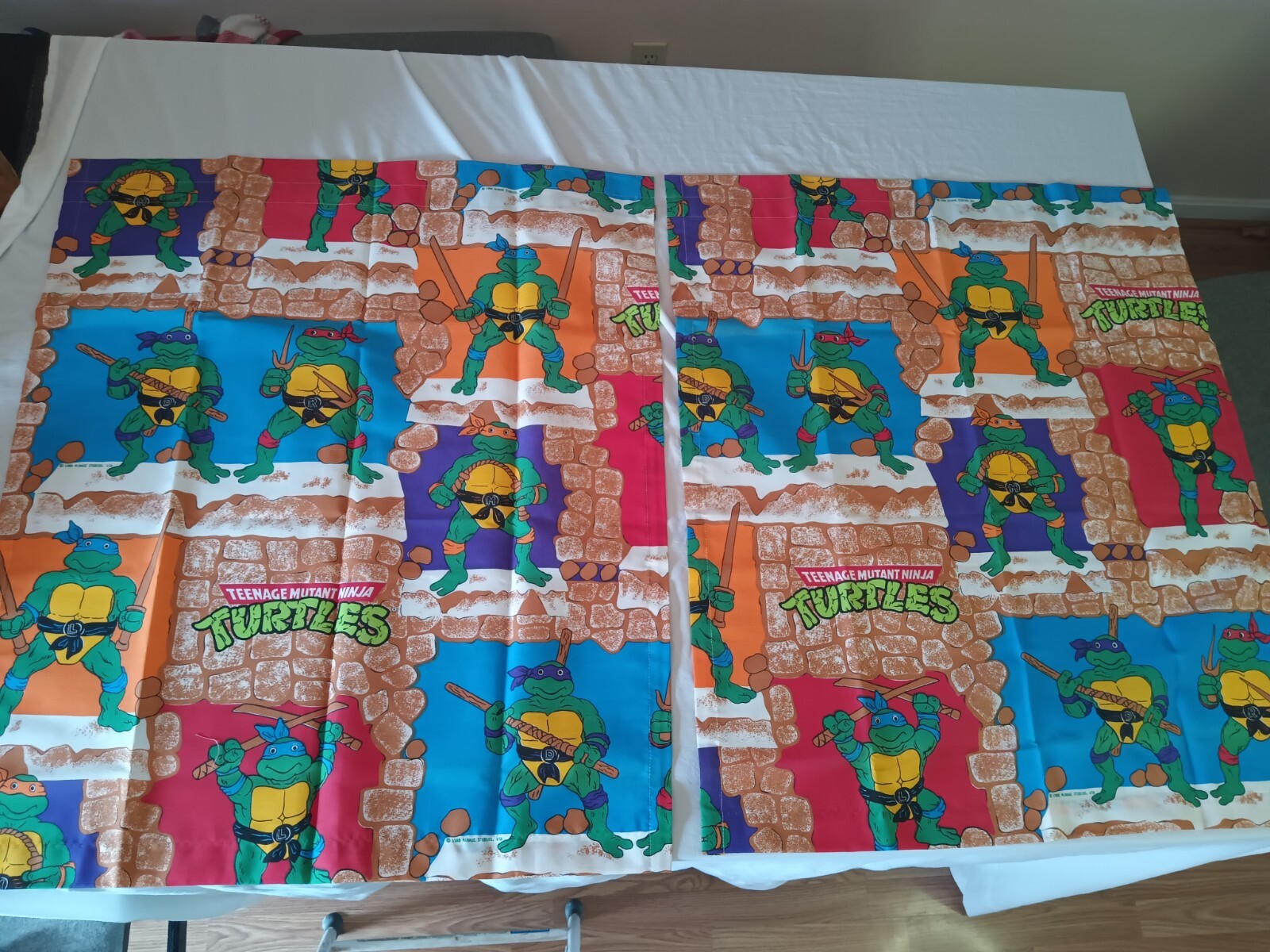 NOS Vintage Teenage Mutant Ninja Turtles TMNT Curtains 2panels & Valence