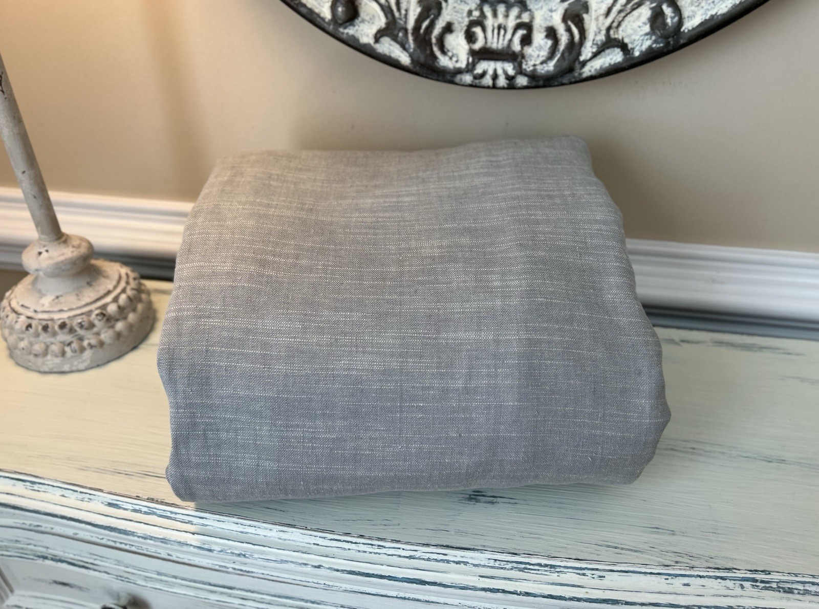 Pottery Barn Emery Linen Cotton Lined Curtain (1) 100″x120” Mineral Blue NWOT OB