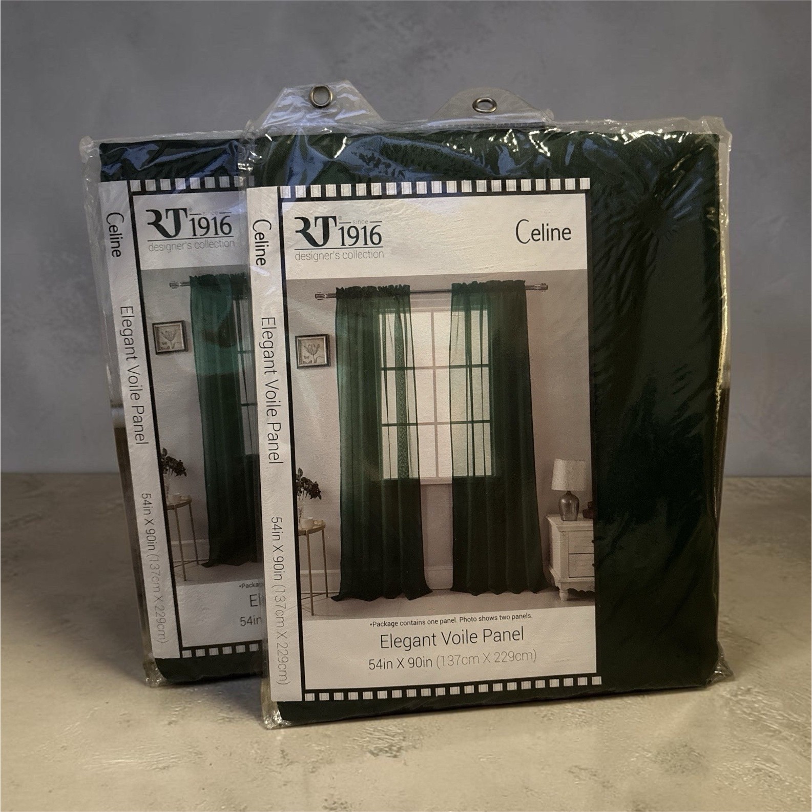 2 Pack RT Designer’s Collection Celine Elegant Sheer Voile Panel 54x90in Green
