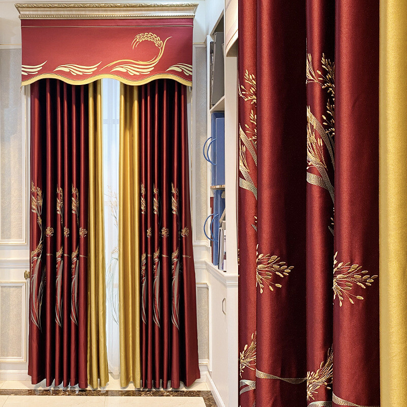 Pastoral classical Chinese embroider silk livingroom red valance curtain M1597*