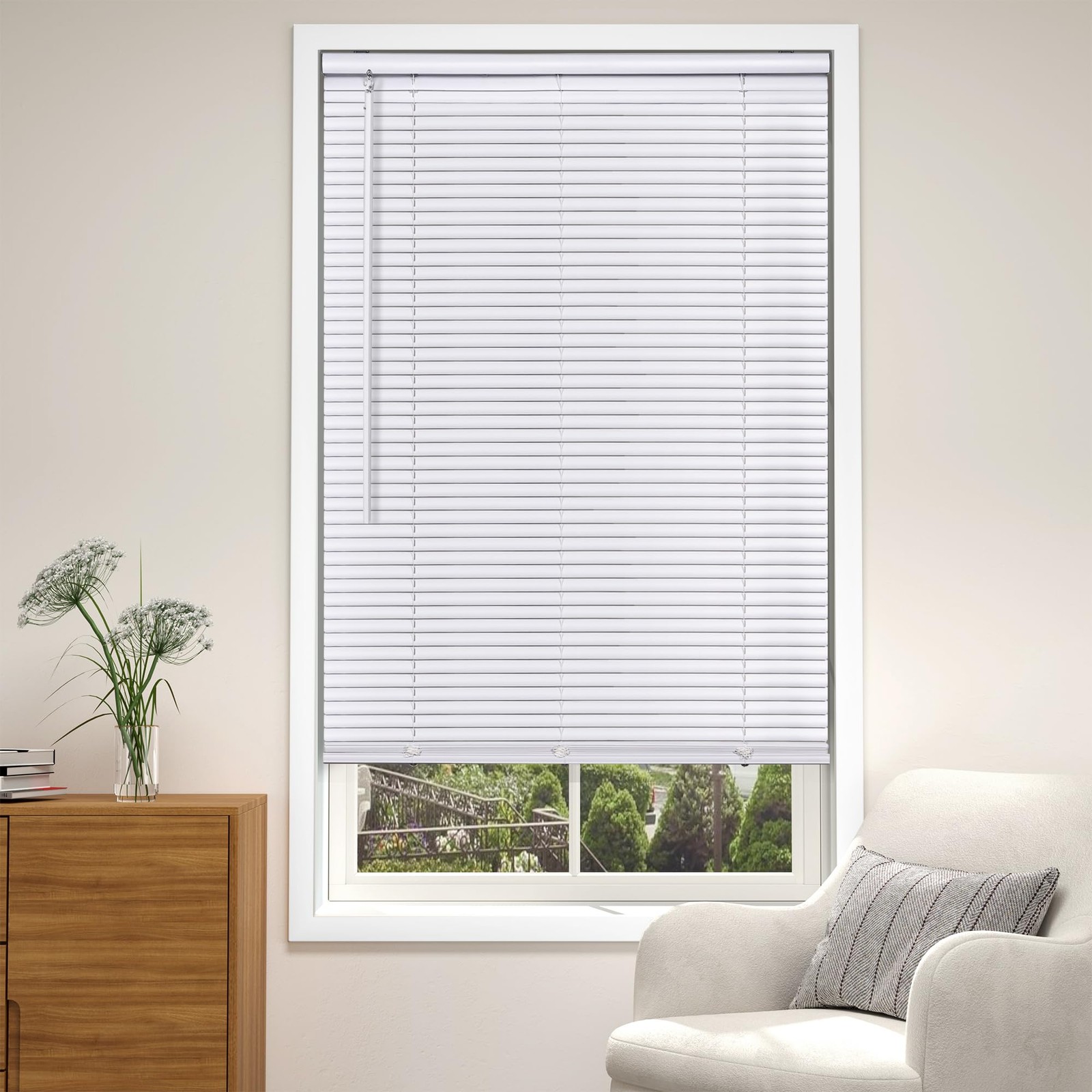 Cordless White 1″ Room Darkening Vinyl Mini Blinds, 20″ W x 36″ H Horizontal …