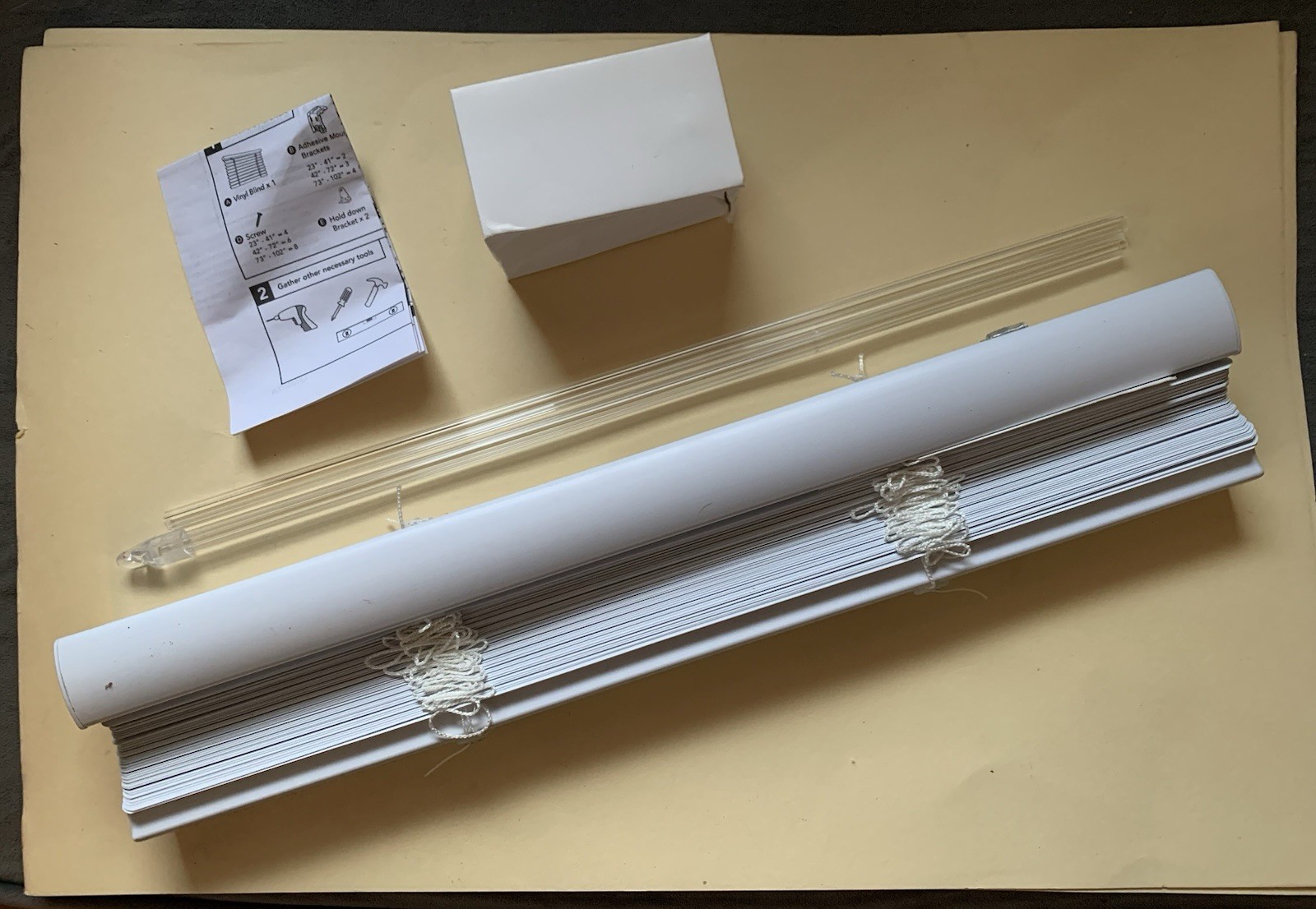 Window Blind 1pc. 16”x48”Cordless, White, NewInBox, With hardware + Instructions