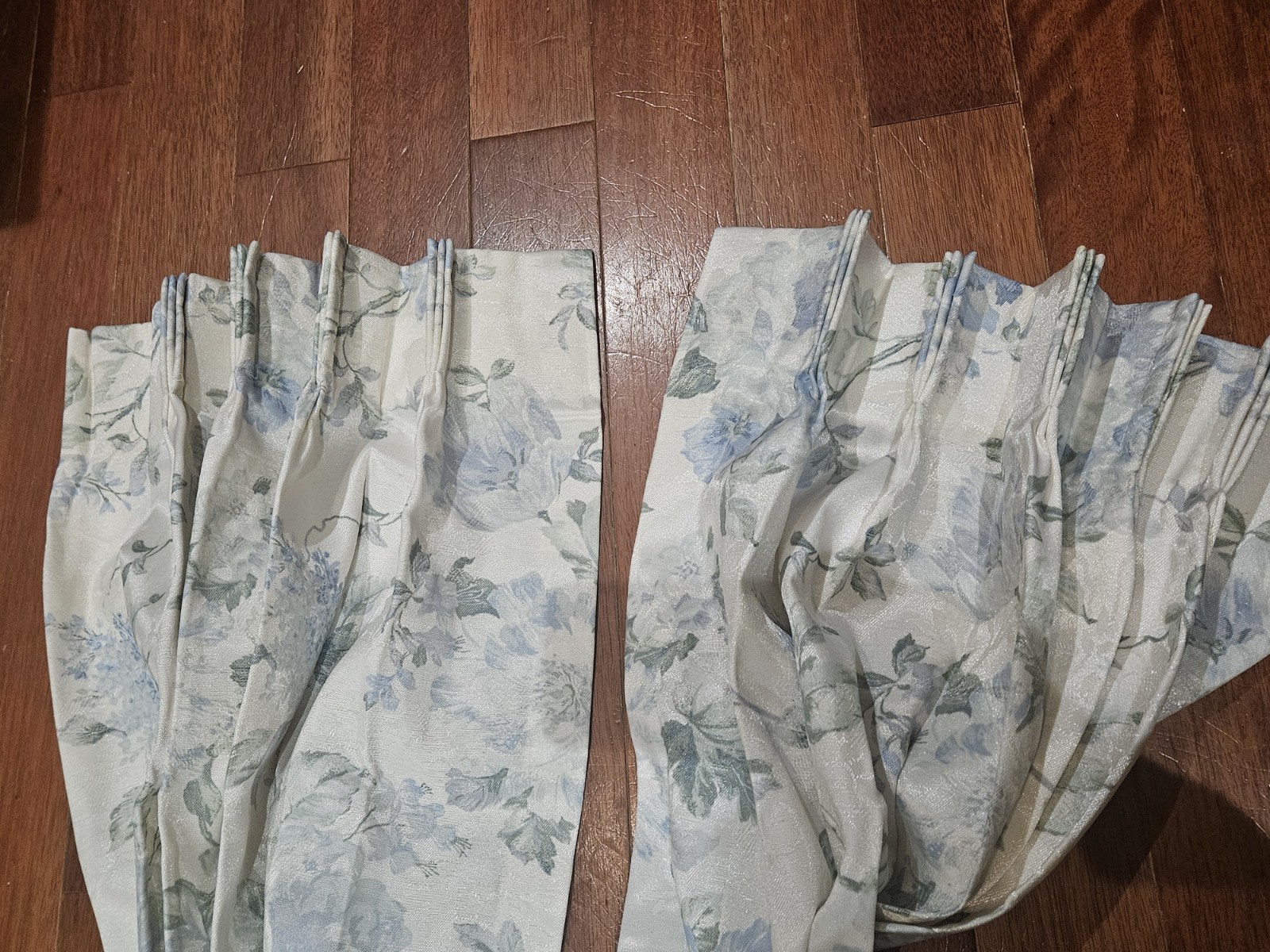 Vtg JCPenney Set Spring Mist 2 Set Curtain Panels 48″W x 84″ L W/Blouson Valance
