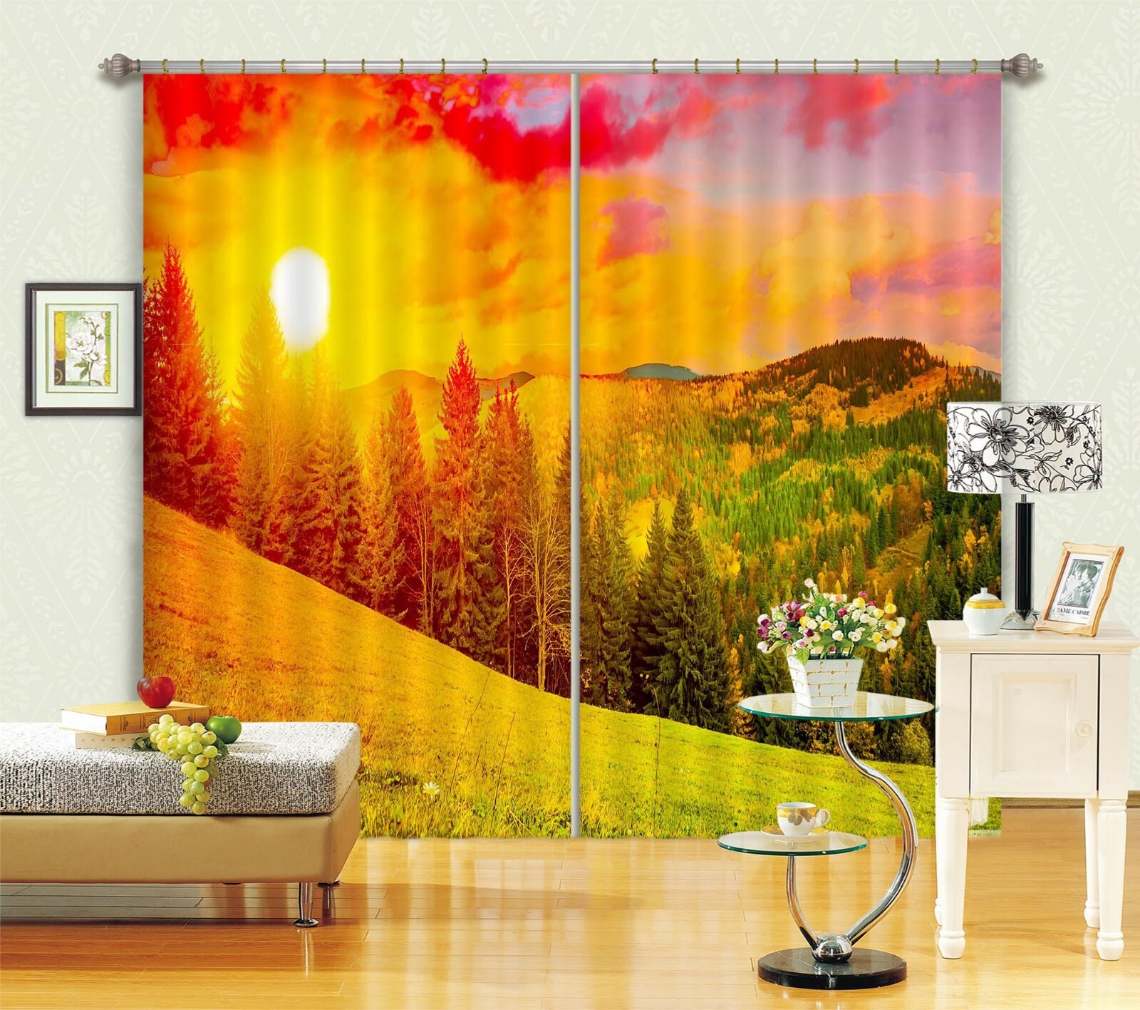 3D Sunset Grassland ZHUA1756 Blockout Photo Curtain Fabric Window Zoe