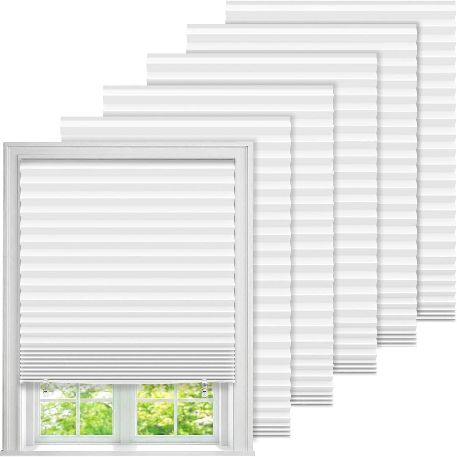 6 Pack Temporary Blinds for Indoor Windows No Drill, 24″ W x 59″ H Light