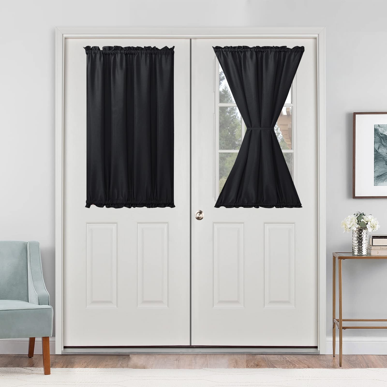 French Door Curtains for Small Windows, Rod Pocket Sidelight Panel, 24×40 inch