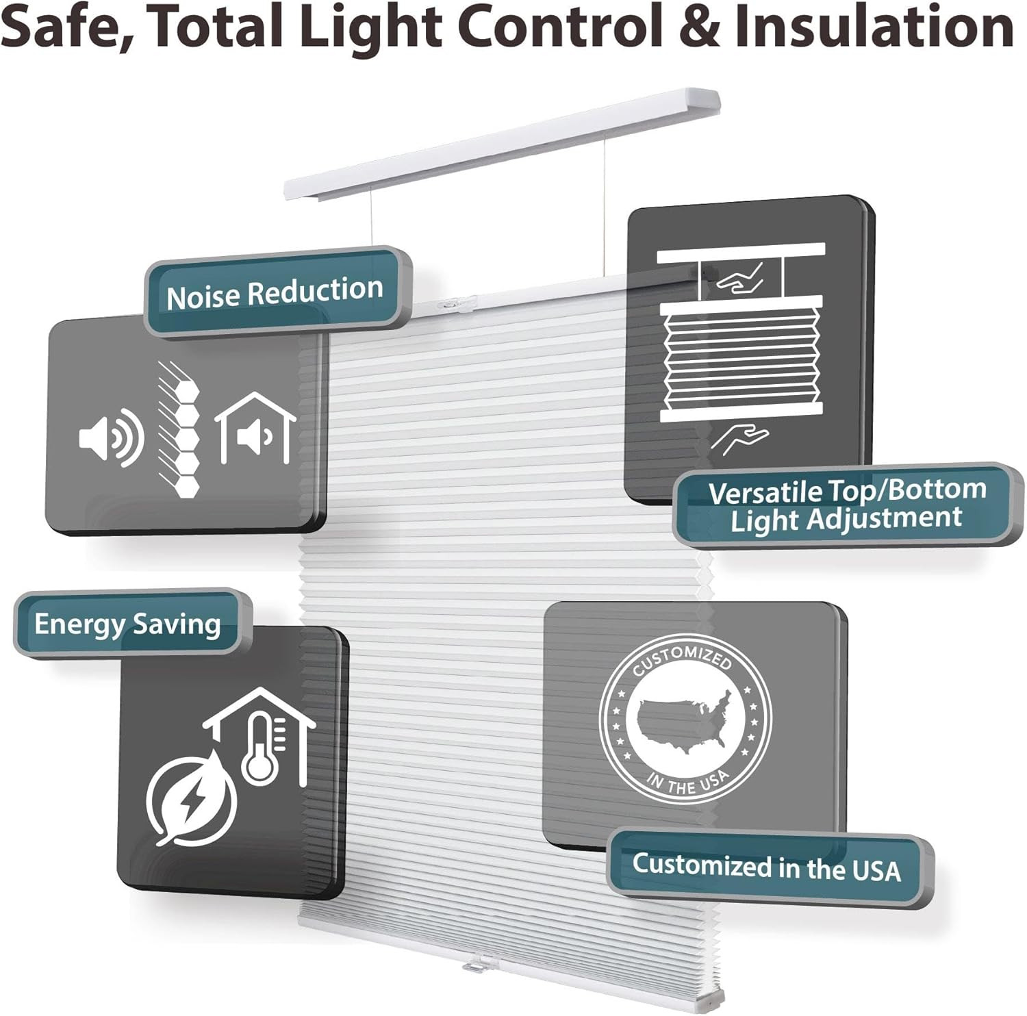 Cordless Light Filtering Cellular Shade, 39″ W X 54″ H, Anchor Gray