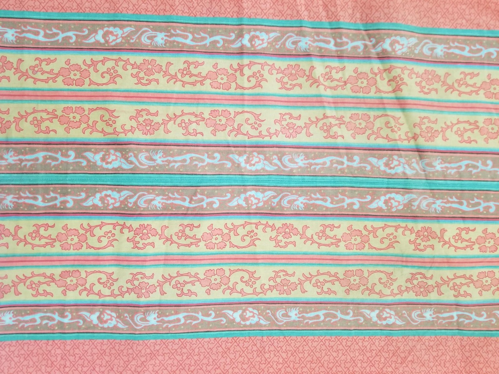 Vintage French Floral & Bird Motif with Striped Accents Printed Curtain 315×212