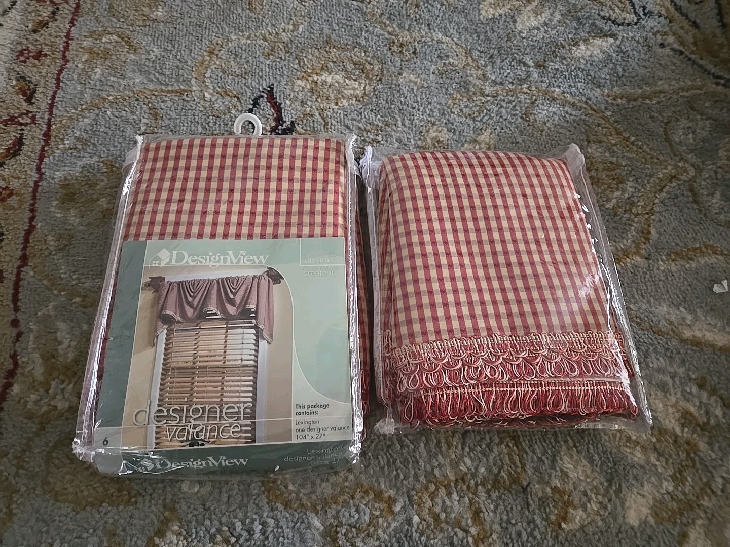 2 Designer Valances By Design View Red Checked Modern Rustic Farmhouse Fringe
