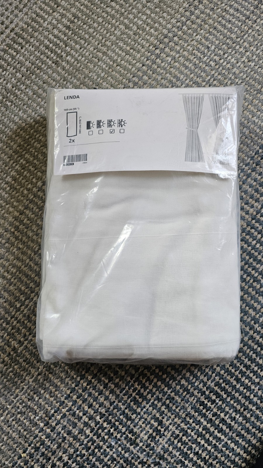 New Sealed Pair IKEA White LENDA Curtains Tab Top 55×118″ 500.901.16