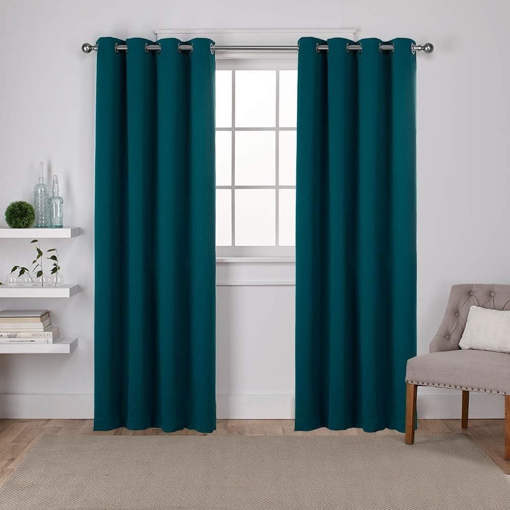 EXCLUSIVE HOME Sateen Twill Woven Room Darkening Blackout Grommet Top Curtain Pa