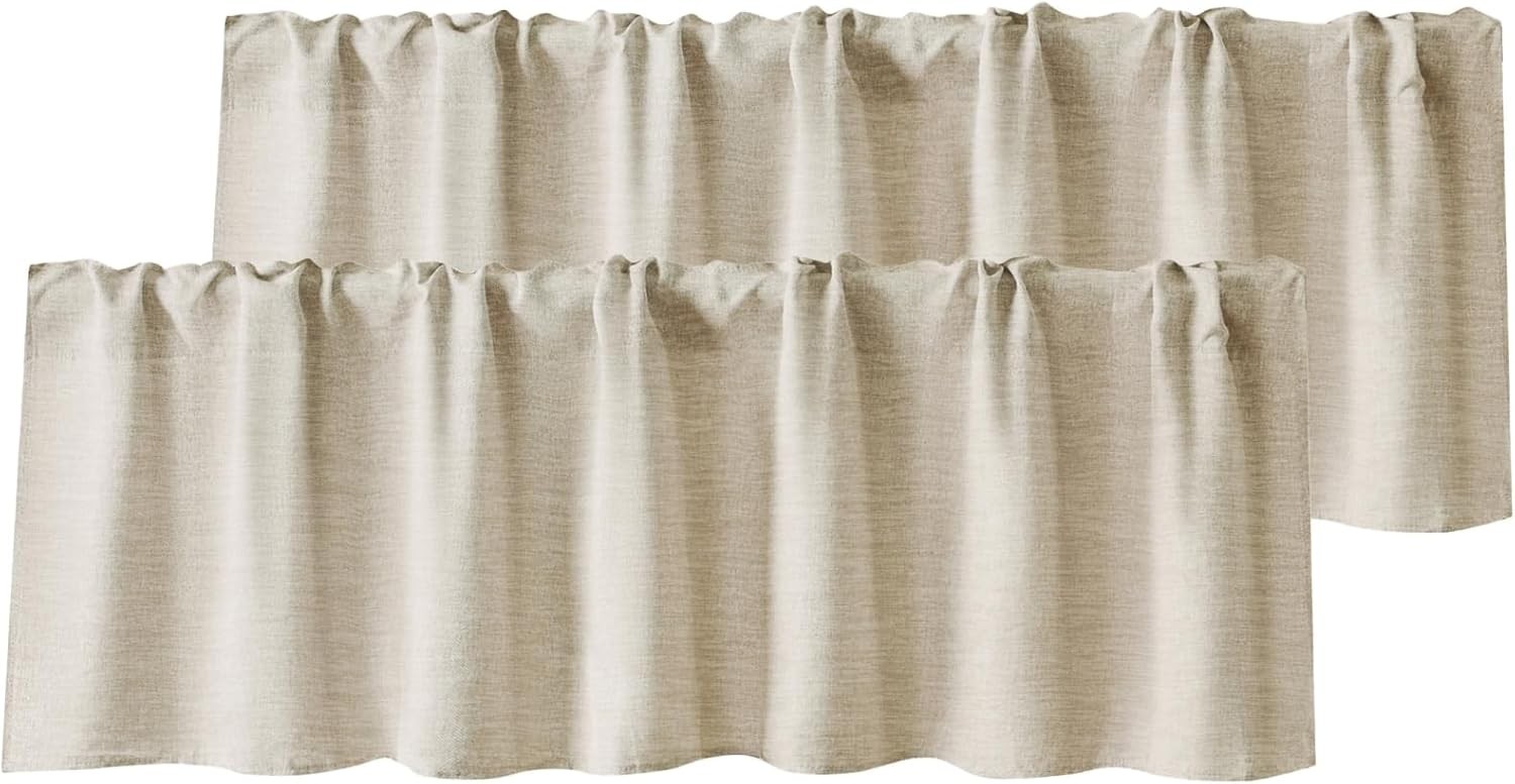 2 Pack Burlap Window Valances 16″ x 56″ Farmhouse Style Window Treatment Decor