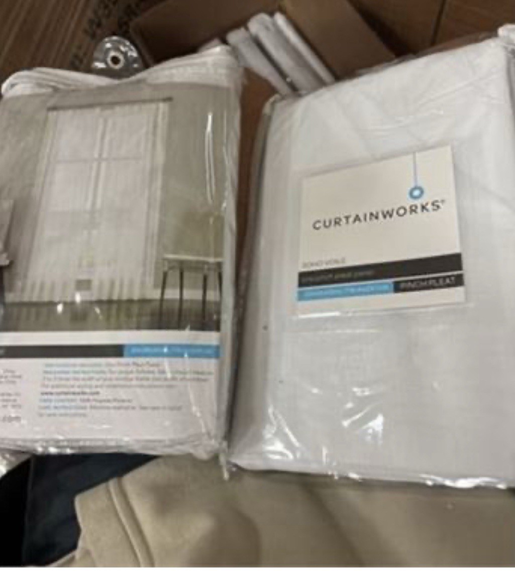 Curtain Works One Pinch Pleat/Back Tab Soho Voile 29in x 95in White Pair NWT