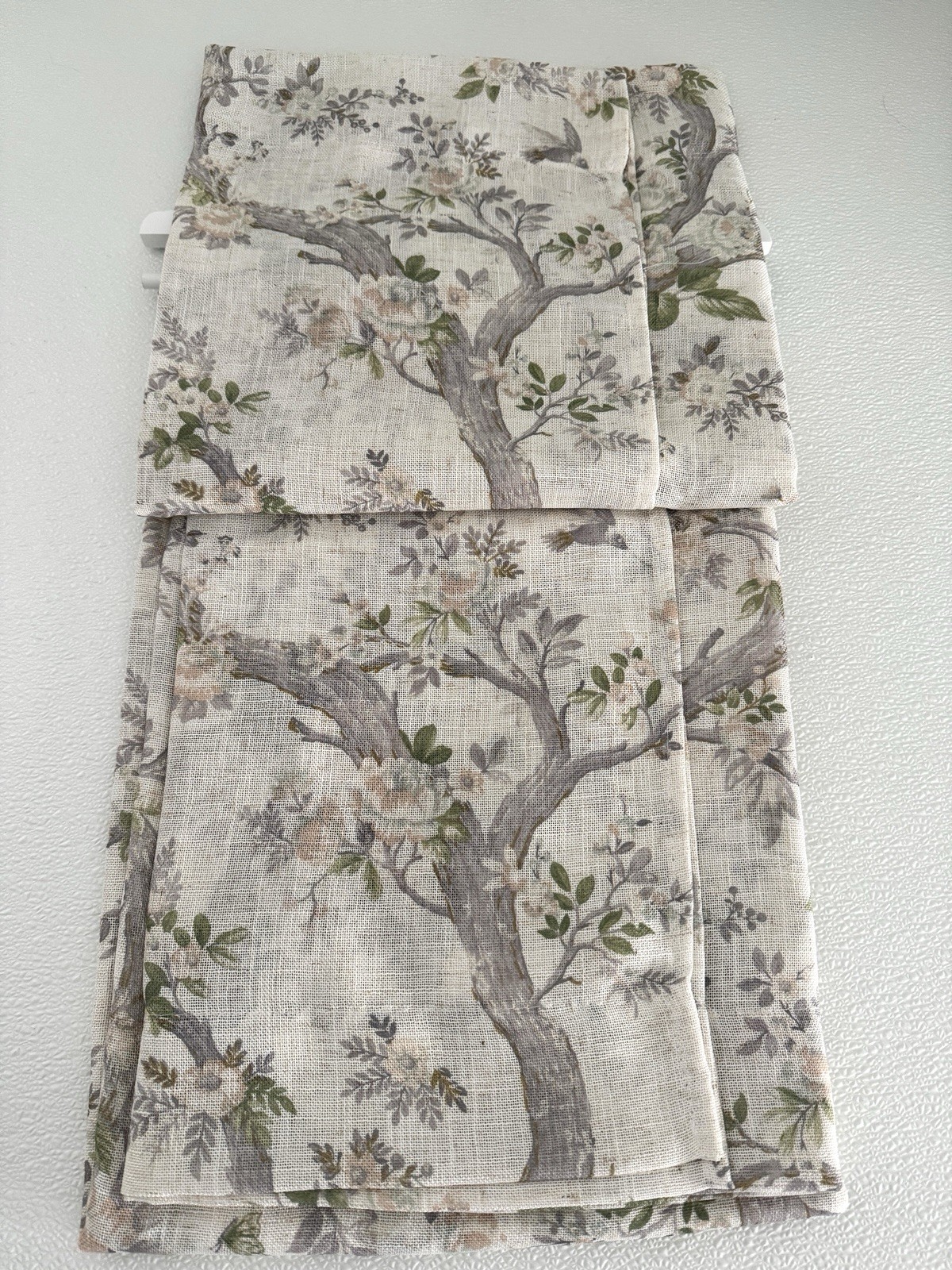 Laura Ashley Window Curtains 2 Panels 38 x 84″ Linen Khaki Gray Cream Pole Top