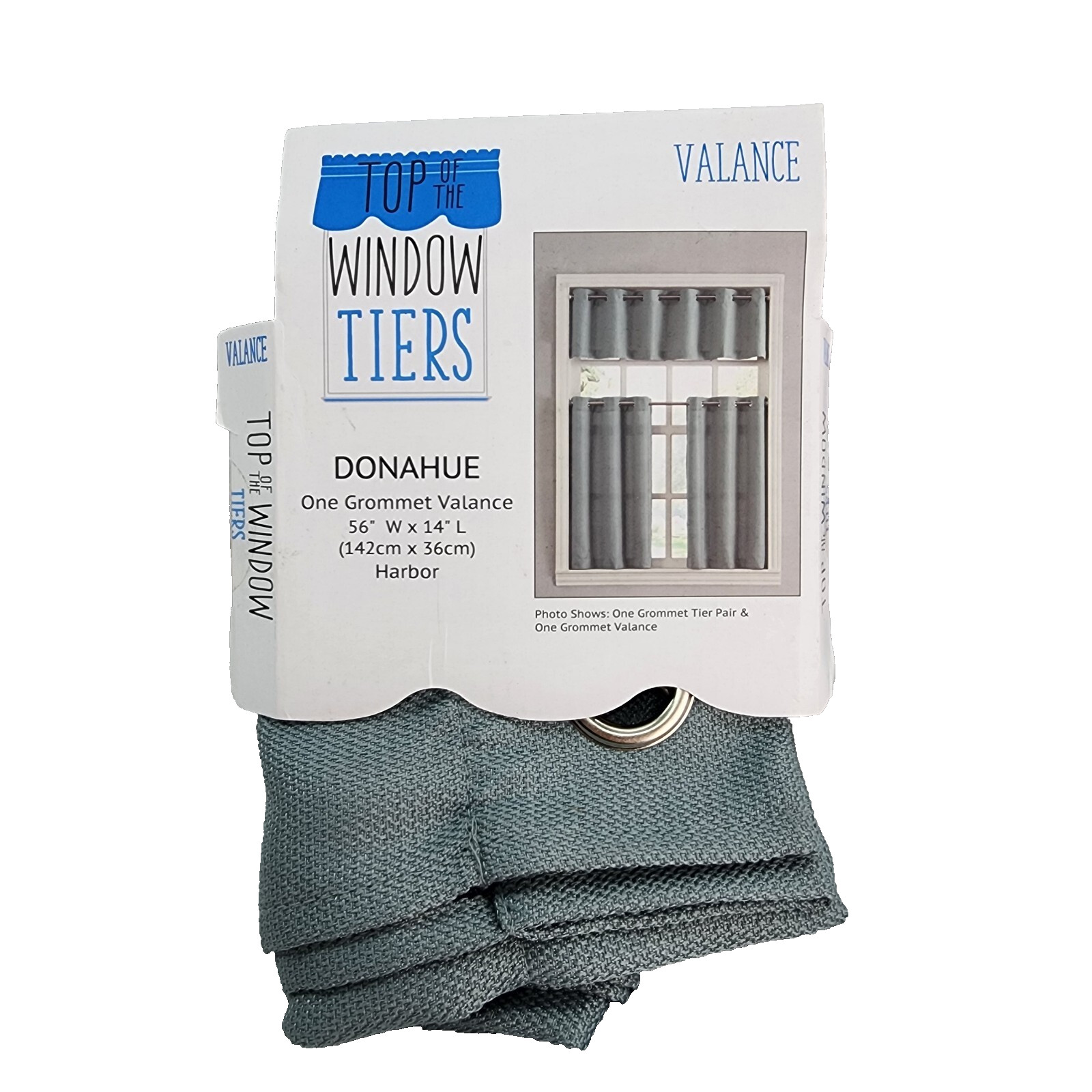 Valance 1 ONLY Lichtenberg Donahue Grommet Top Window Tier 56″ x 14″ Harbor Blue