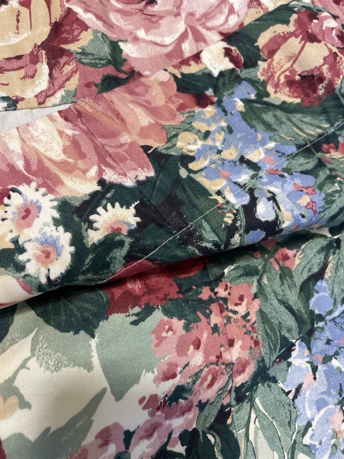 Kaufman Pink Green Blue CUSTOM VALANCE French Country Lined Floral 144”x18”