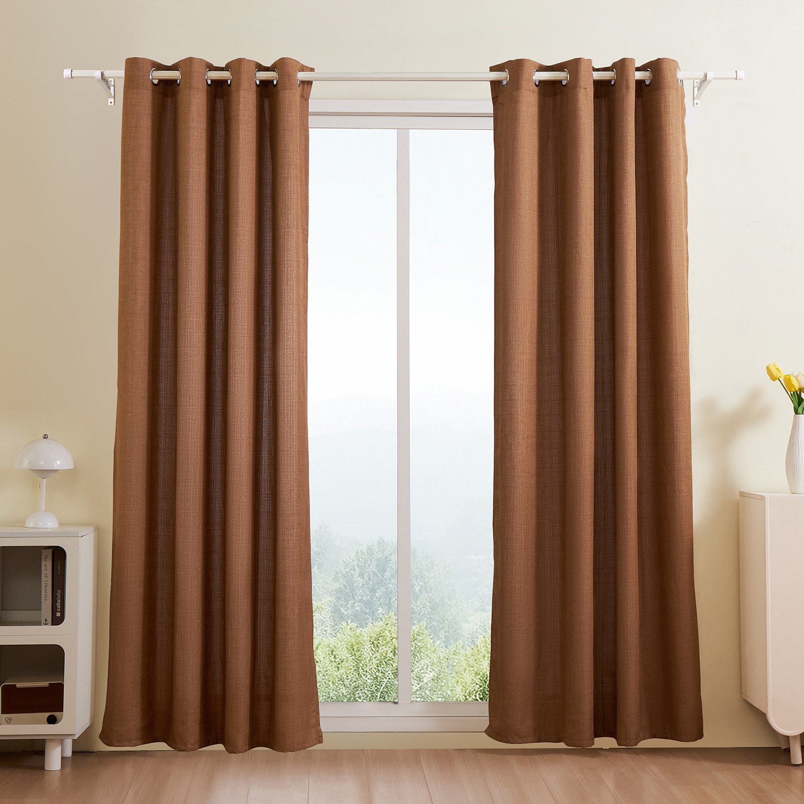 VEVOR Natural Linen Curtains 52 x 84 inch 2 Panels Set Grommet Light Filtering