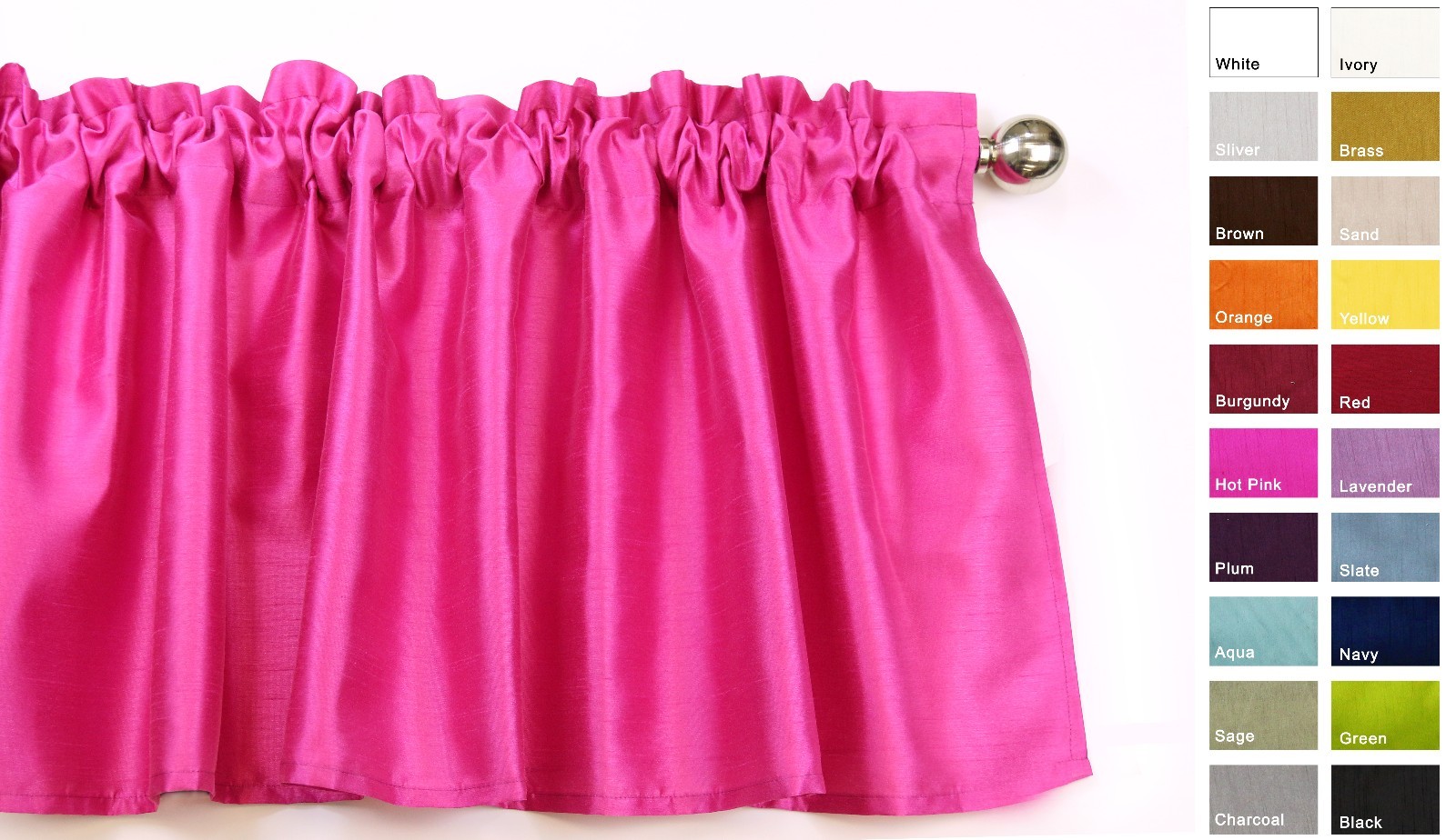 Aiking Home Solid Faux Silk Window Unlined Valance 56»x16», ( 1-PACK )