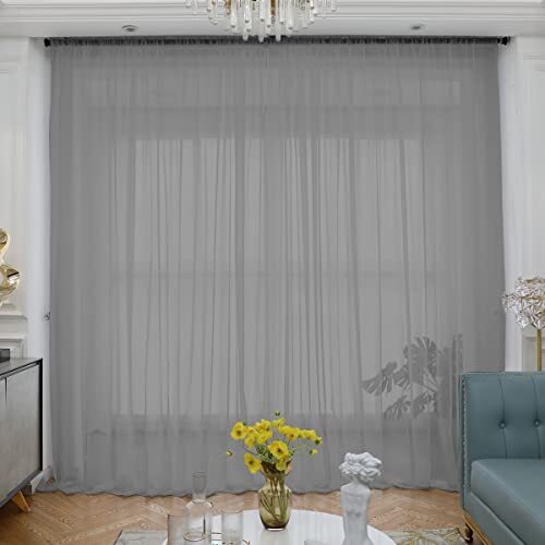 Sheer Curtains Inches Long Window Sheer Curtain 2 52 W x 84 L | 2 Pcs Grey