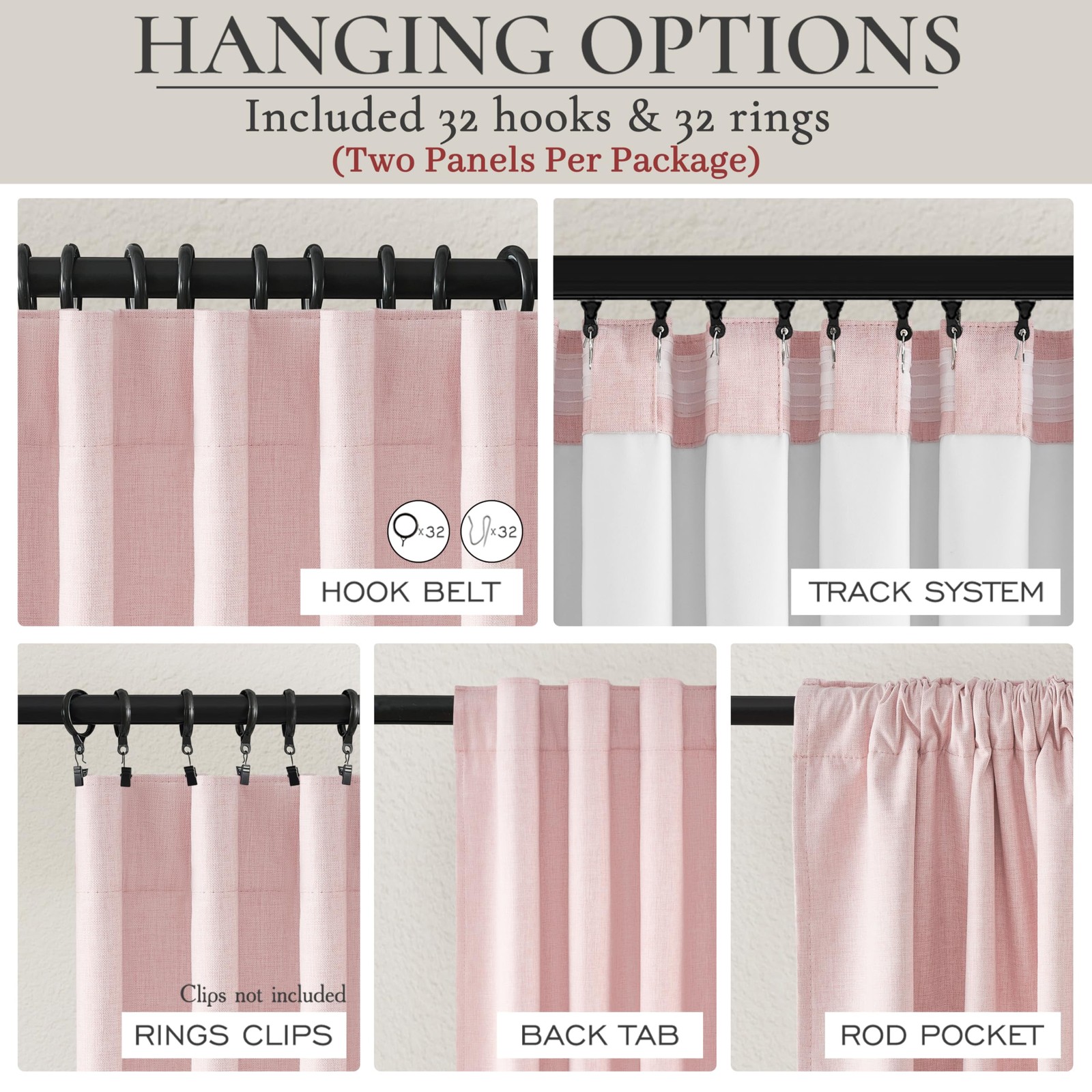 Extra Long Light Baby Pink Blackout Drapes 120 Inches Long 2 Panels for Slidi…
