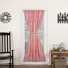 Annie Buffalo Check Cotton Farmhouse Curtains Rod Pocket Drawstring Ties