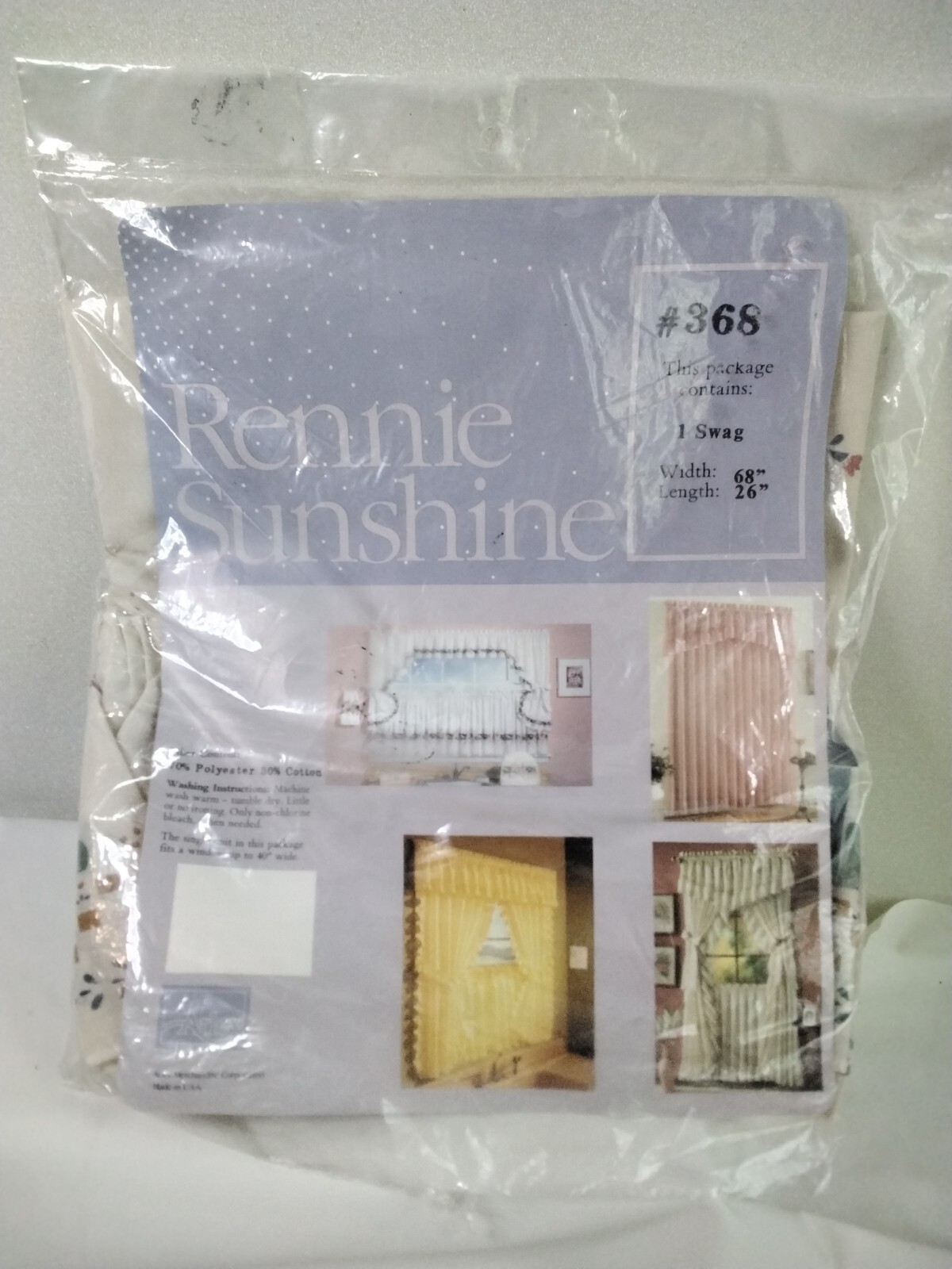 Vintage Rennie Sunshine swag curtain Country Cottage Farmhouse 2 pcs 1 set USA