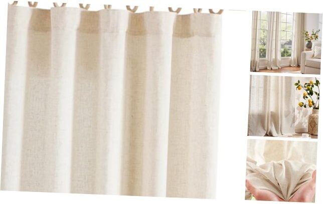 Soft Linen Curtains, Natural Curtains 84 50″W x 84″L (Pack of 2) #Natural