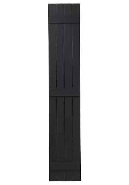Black 15×75 in. Polypropylene 4-Board Close15d Board and Batten Shutters, Pair