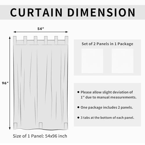 Outdoor Patio Curtains Detachable Tab Top 54″W x 96″L (Pack of 2) White