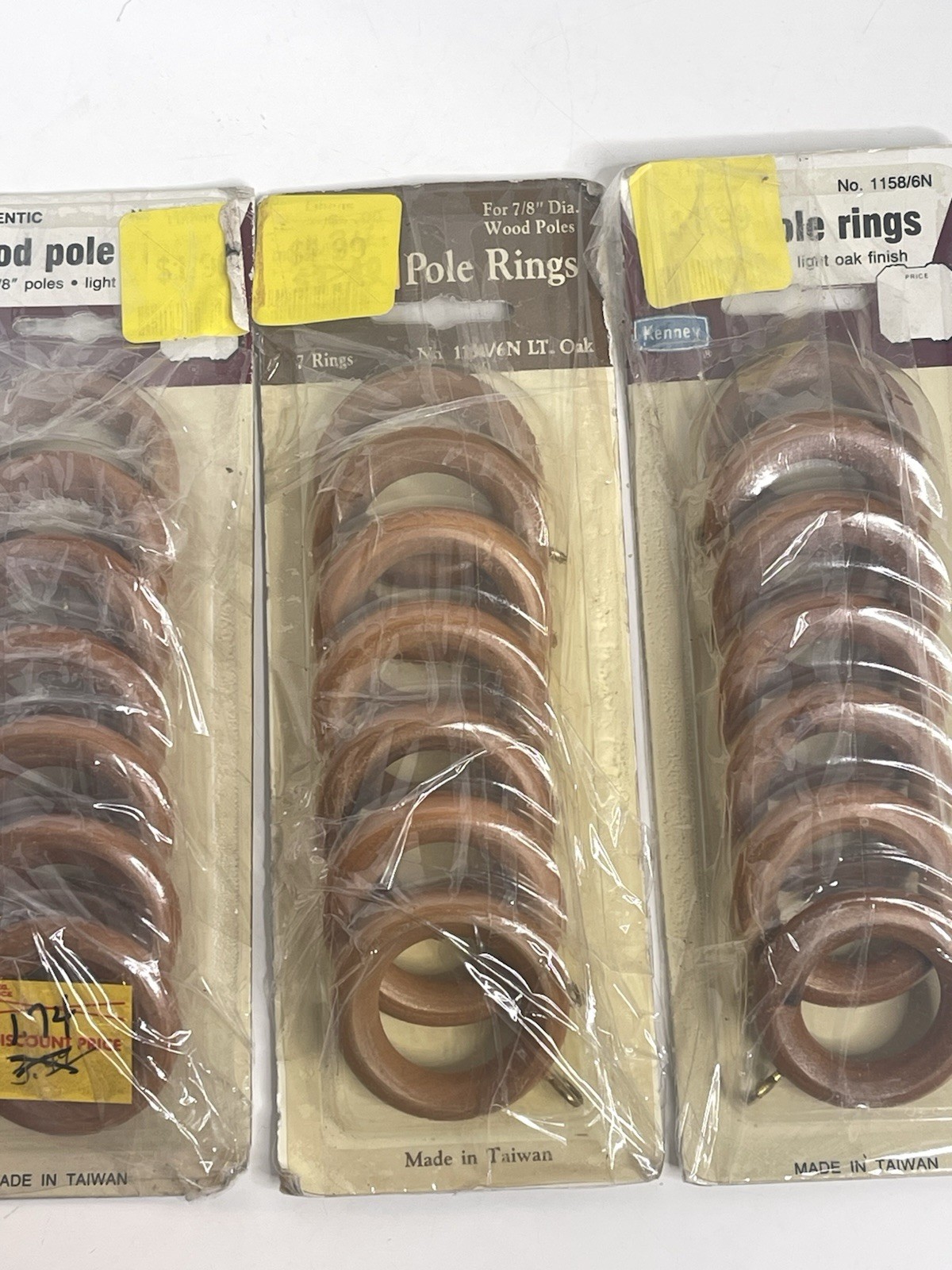 Vintage Wood Curtain Drapery Rod 3 packs 7/8” Rings with eyelets Lot of 21 new