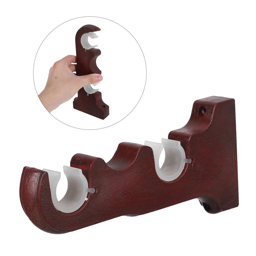 2Pcs Light Brown Curtain Rod Brackets Heavy Duty Double Rod Holders for Home Use