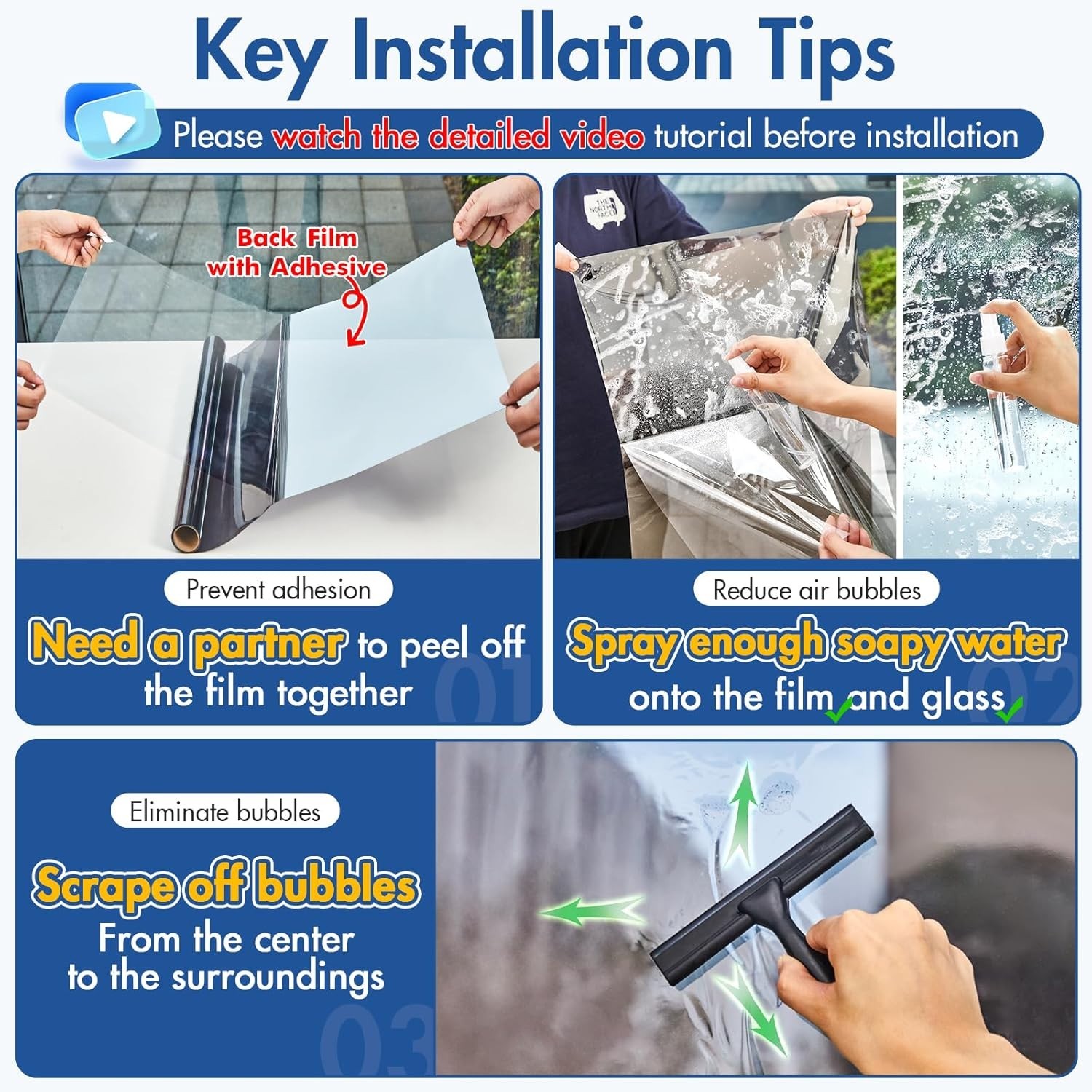 Black Reflective Window Film – 35.4×78.7 Inch, Heat Control & Explosivity Safety