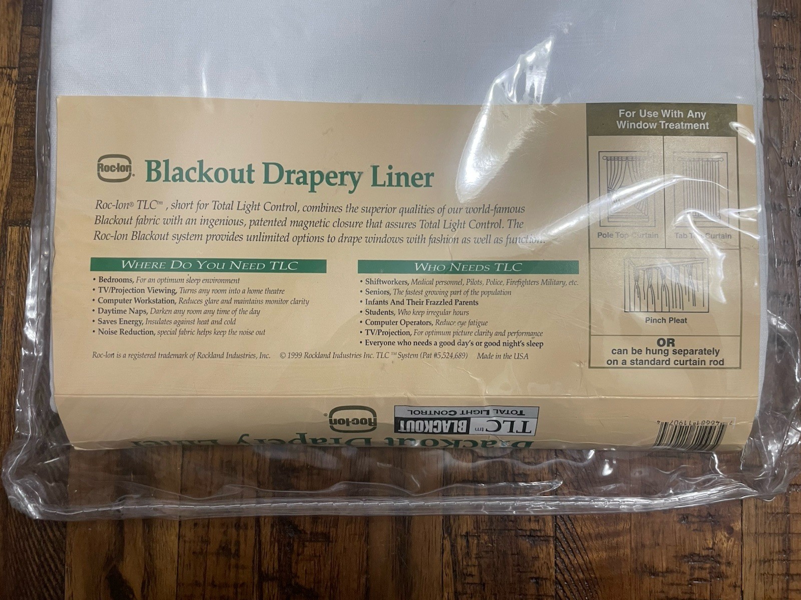 Blackout Drapery Liner Roc-Lon TLC Magnetic Closure 54×80 NEW