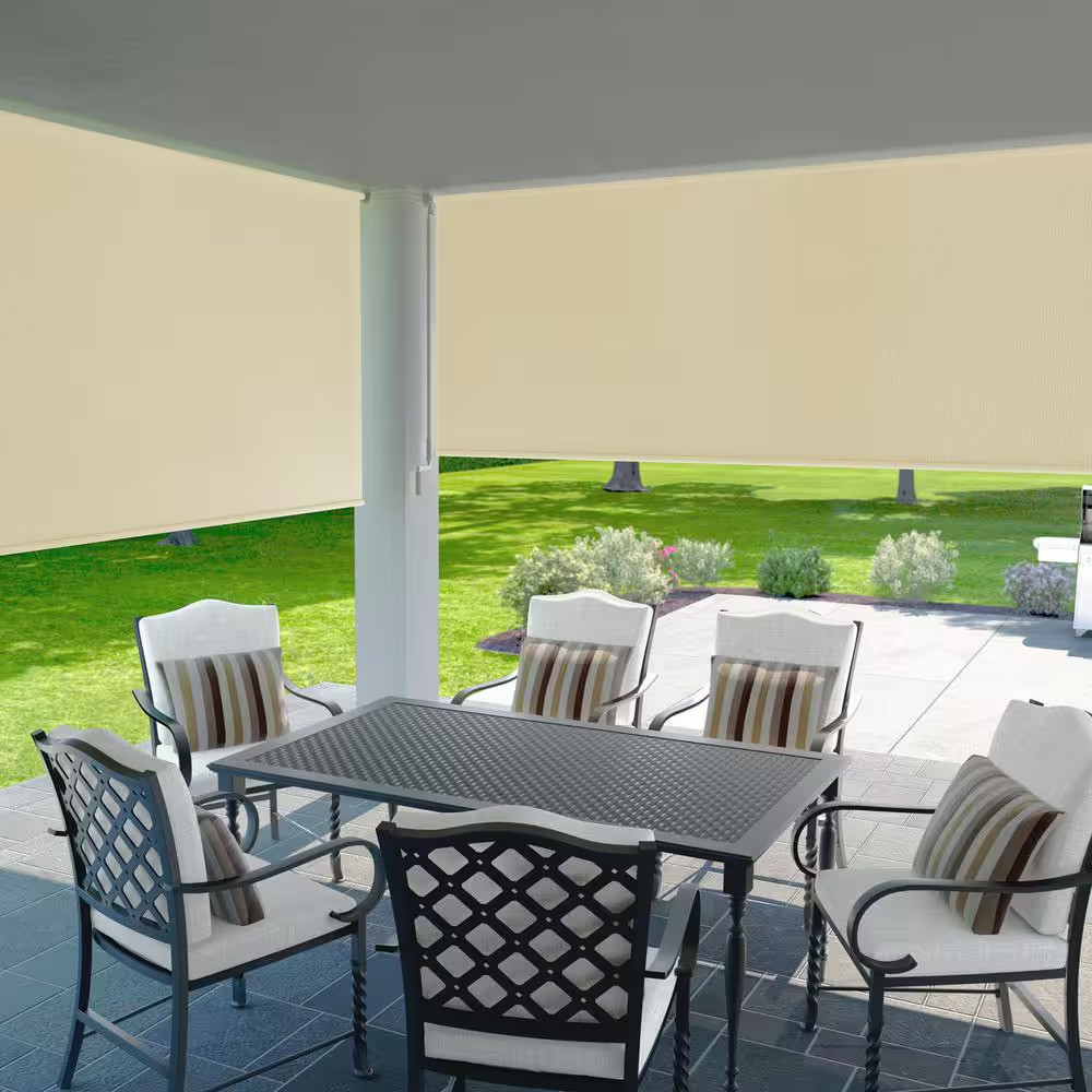 Sesame UV Blocking Fade Resistant Fabric Exterior Roller Shade 96 In. W X 72 In.